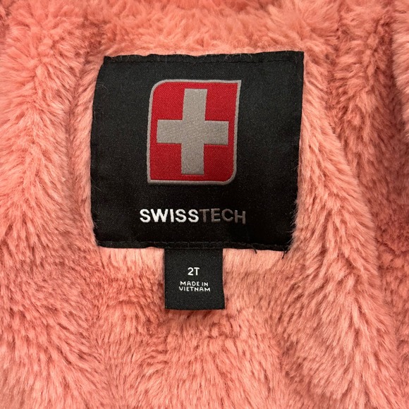 Swiss Tech Kids Toddler Girls Puffer Jacket Winter Coat Hooded Pink Green 2T - Picture 6 of 8